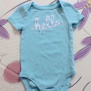 Hello & Hearts - Light Blue Baby Onesie 3-6M